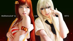 Glasses long hair anime girls blue eyes brown eyes mcdonalds 
