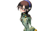 Glasses long hair anime girls blue eyes brunettes neon genesis 
