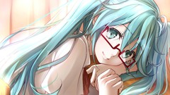 Glasses long hair anime girls hatsune miku vocaloid meganekko 