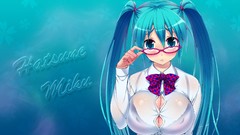 Glasses long hair hatsune miku vocaloid meganekko underwear 