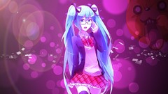 Glasses Manga blue hair school uniforms