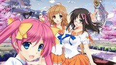 Glasses pink hair long hair anime girls blue eyes green eyes 