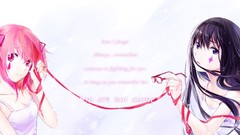 Glasses pink hair long hair pink eyes anime girls short hair 