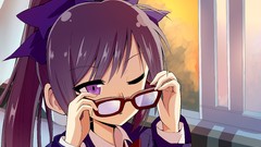 Glasses purple hair meganekko