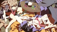 Glasses red eyes anime girls ookami ryouko meganekko cleavage 