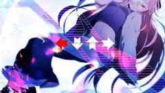 Glasses red eyes hoodies anime girls mahou shoujo madoka magica 