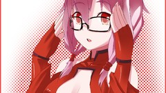 Glasses red eyes pink hair anime girls guilty crown yuzuriha 