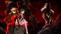 Glasses ruins sitting long hair anime girls blue eyes green 