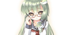 Glasses schoolgirls long hair anime girls school uniforms 