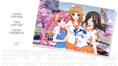 Glasses skirts pink hair anime girls blue eyes green eyes brown 