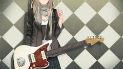 Glasses stockings scarfs long hair anime girls brown eyes 