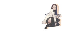 Glasses stockings skirts blush long hair anime girls black eyes 