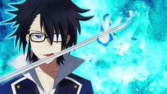 Glasses Swords tongue blue eyes short hair black hair k project 