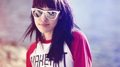 Glasses tattoos long hair brunettes models Candace Celine