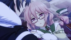 Glasses tentacles pink hair anime girls game cg meganekko