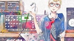 Glasses tie Jewelry synthesizer Yamaha earrings blondes anime 