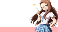Glasses tie skirts blush long hair brunettes school uniforms 