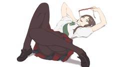 Glasses tie stockings skirts anime girls green eyes school 