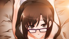 Glasses wet anime girls brown eyes short hair seifuku game cg 
