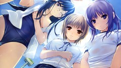 Glasses wet red eyes clothes pants skirts pink hair anime girls 