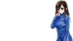 Glasses white background anime girls blue eyes brunettes 