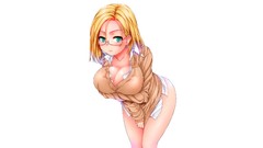Glasses white background blondes anime girls green eyes 