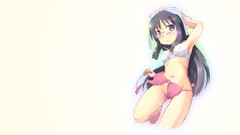 Glasses white background dots blush long hair anime girls bra 