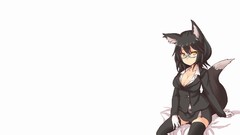 Glasses white background gloves legs stockings anime girls 