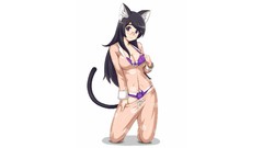 Glasses white background pajamas blush long hair anime girls 