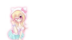 Glasses white background Ribbons hoodies blondes skirts smiling 