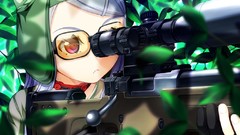 Glasses white hair game cg meganekko sniper rifles