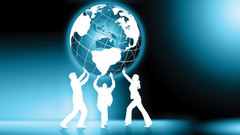 Globe hands cartoon Earth