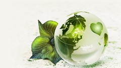 Globes white background Green