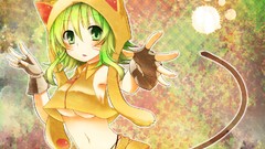 Gloves anime girls green eyes short hair vocaloid green hair 