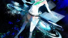 Gloves anime girls short hair bare shoulders tails cleavage 