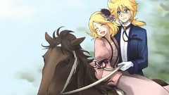 Gloves blondes anime girls green eyes short hair vocaloid 