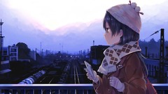 Gloves Bridges scarfs cities anime girls railway phones 