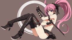 Gloves earrings bows chains skirts pink hair long hair anime 