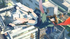 Gloves falling anime girls seifuku underwear cyborgs panties 