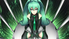Gloves long hair anime girls hatsune miku vocaloid green hair 