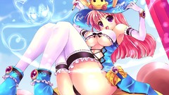 Gloves pink hair boots purple eyes hentai thigh highs 