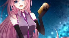 Gloves pink hair long hair blue eyes vocaloid megurine luka