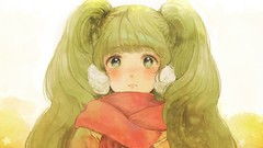 Gloves scarfs blush green eyes hatsune miku vocaloid green hair