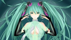 Gloves shirts smiling long hair anime girls green eyes hatsune 