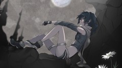 Gloves sitting scarfs anime girls green eyes hatsune miku 