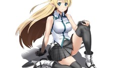 Gloves skirts anime girls boots Simple Background thigh highs 