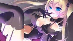 Gloves stockings blondes blue eyes underwear twintails boobs 