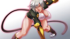 Glow white hair gloves anime girls tails boobs huge boobs