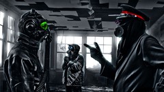 God paintings drawings masks science fiction gas masks 