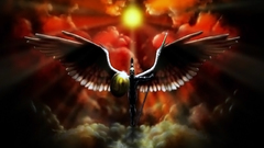 God wings clouds sun